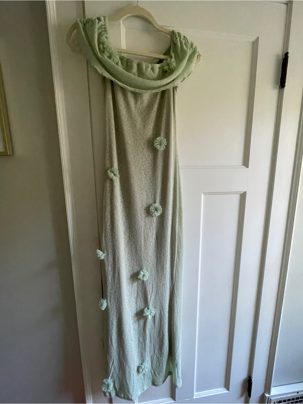 Knit 3D Flowers Off Shoulder Elegant Maternity Maxi Dress